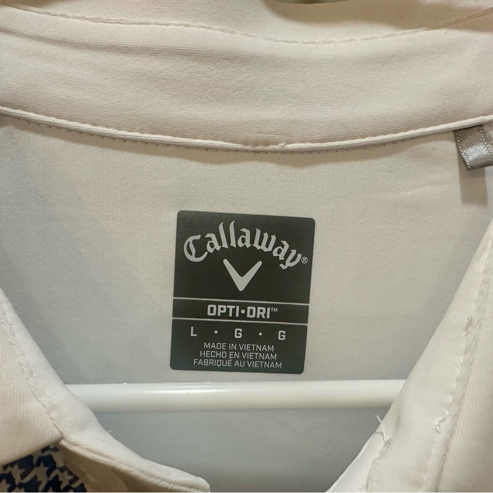 Callaway men’s Performance Polo Shirt - White & Blue- NEW- L - Picture 4 of 7